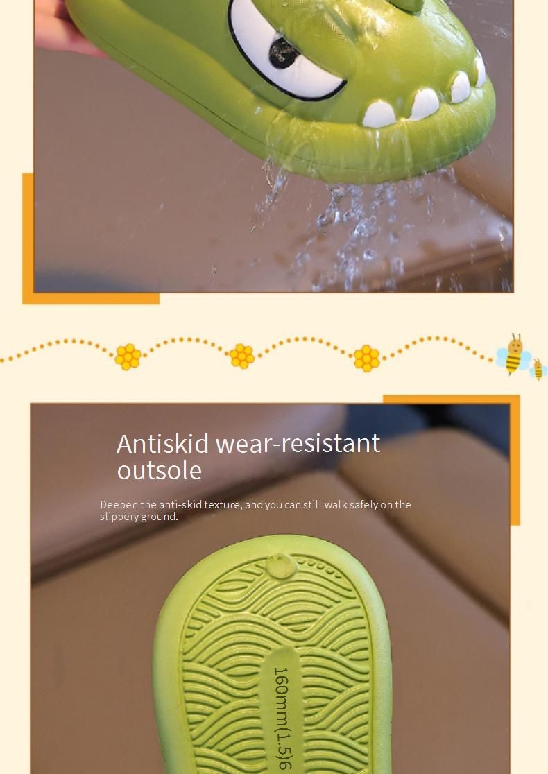 Pantoufles dinosaures pour enfants (garçons et filles) - Chaussons d'intérieur/extérieur en EVA résistants à l'eau avec semelle antidérapante (vert foncé, vert clair, rose, jaune)_voghion.com