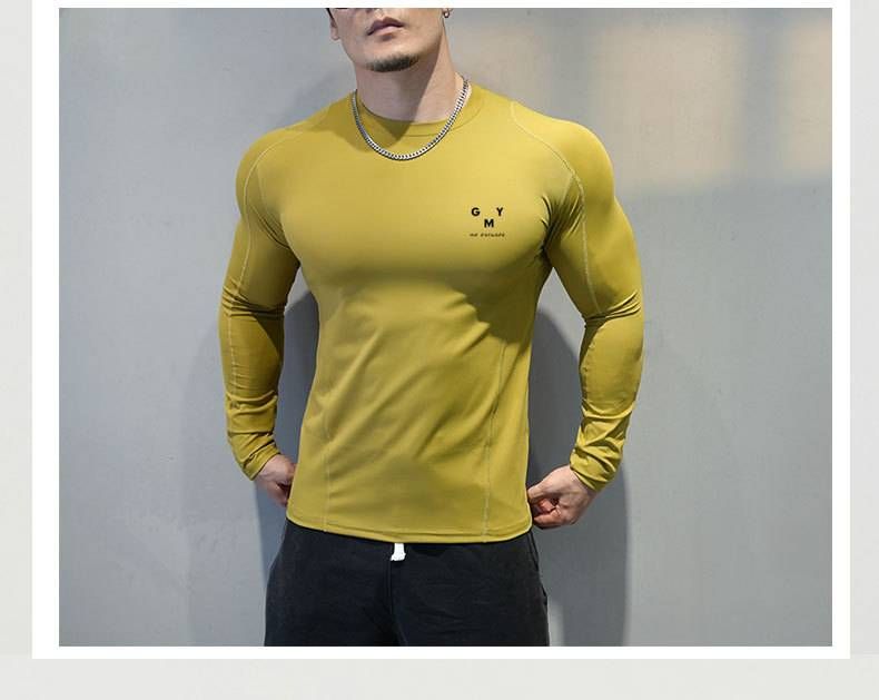 KOOSSOASISMen's Long-sleeved Fitness Top, Tight-fitting, High-elasticity, Quick-drying, Breathable T-shirt, Warm Base Layer_voghion.com