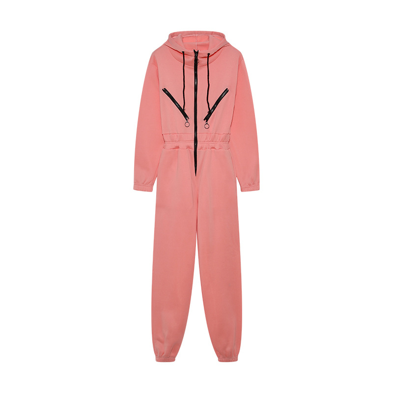 Saldi transfrontalieri 2022 Tuta sportiva casual da donna con cappuccio decorato con cerniera_voghion.com