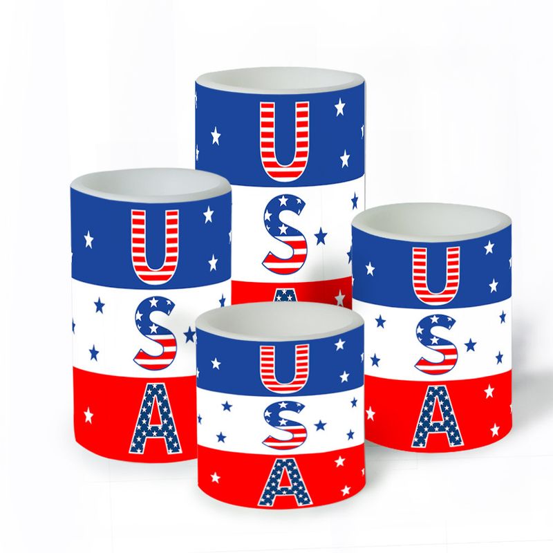 4 Piece Set Of Printed DIY Layout Candle Glow Theme Party Decoration LED Electronic Candle Light Festival Light Up_voghion.com