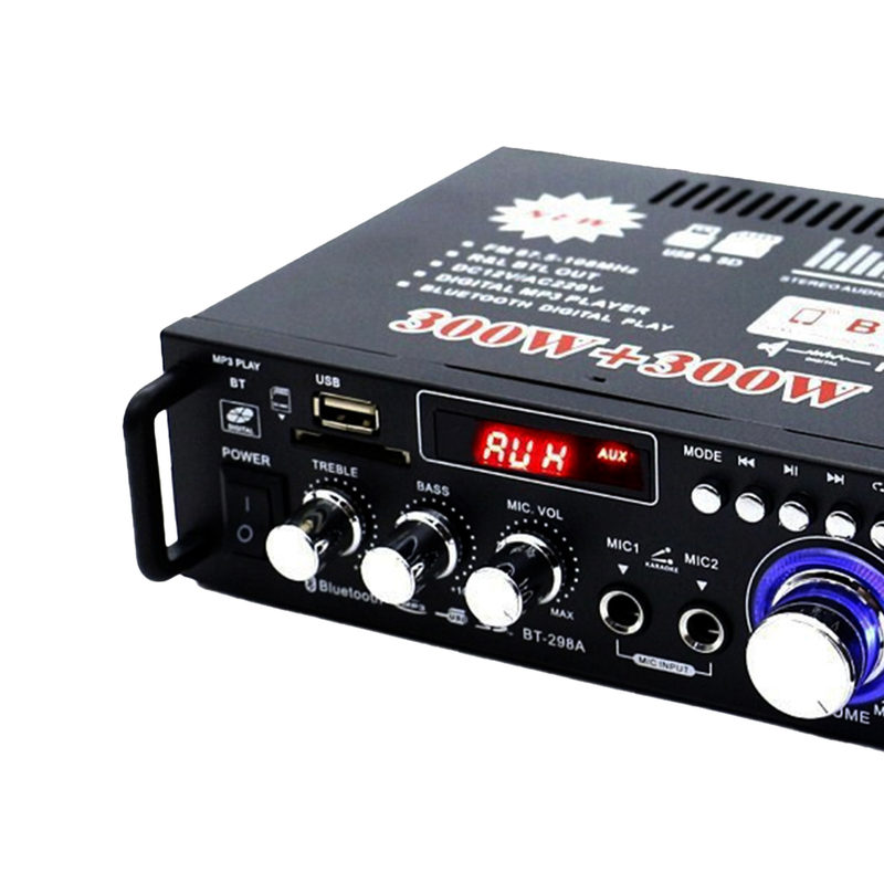 BT-298A Power Amplifier Practical Liquid-crystal Display 2CH 12V/220V 600W HiFi Bluetooth-compatible 5.0 Audio Amplificador For Home_voghion.com