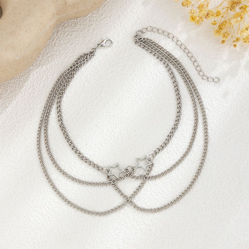 Collana da donna, collana dorata con ciondolo, gioielli in oro, stile etnico, punk, regolabile, in lega, con stella a cinque punte, croce, catena per braccio e gamba_voghion.com