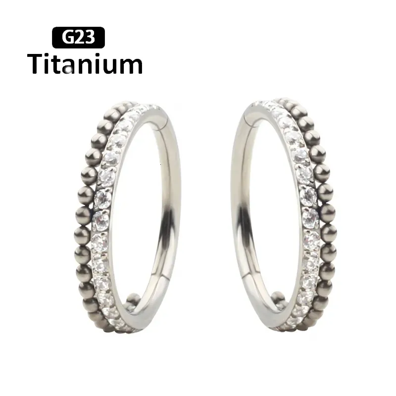 Piercing per naso, 1 pezzo, orecchini a cerchio G23, zircone con pallina da 1 mm, anello con segmento incernierato, setto, clicker, conca, elica, 16G_voghion.com