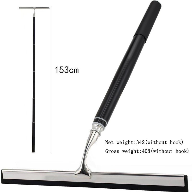 For Cleaning Windows, Bathroom Tile Walls, Mirrors, Shower Glass Doors - Telescopic Squeegees Extend From 17" To 60" - Silver 12" Wide Scraper_voghion.com