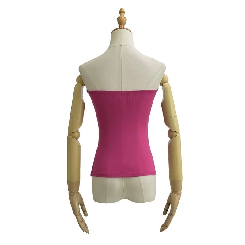 Top de doble abertura con dobladillo 24 HGZ para mujer, color liso, sin tirantes, corte ajustado._voghion.com