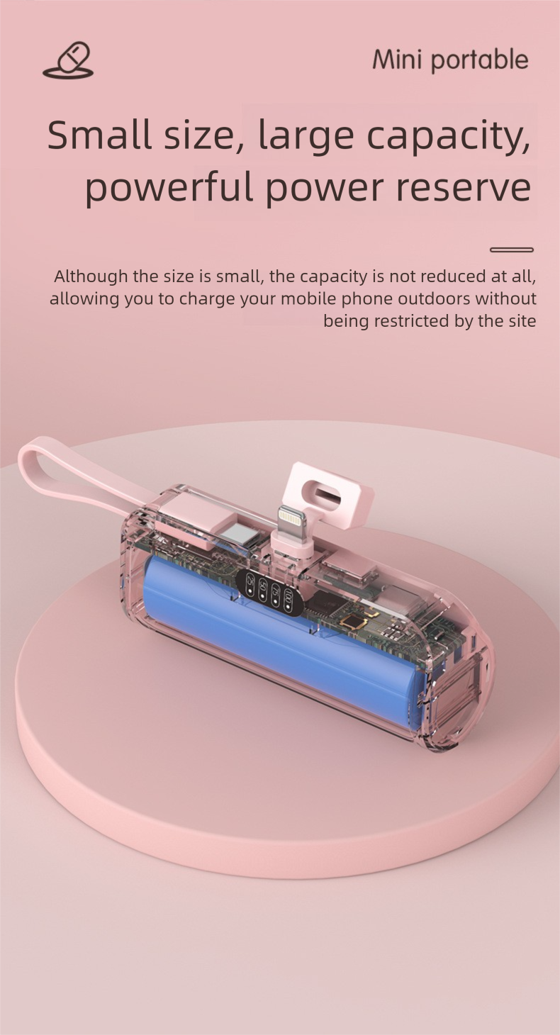 Mini Compact Large Capacity Built-in Cable Bank 10000mAh Fast Charging Digital Display Portable Shared Mobile Power_voghion.com