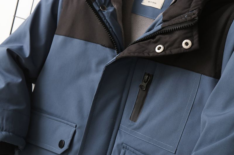 Boys' Color-Block Fleece-Lined Padded Jacket – Thick Winter Coat With Hood (120-170cm, 4 Colors)_voghion.com