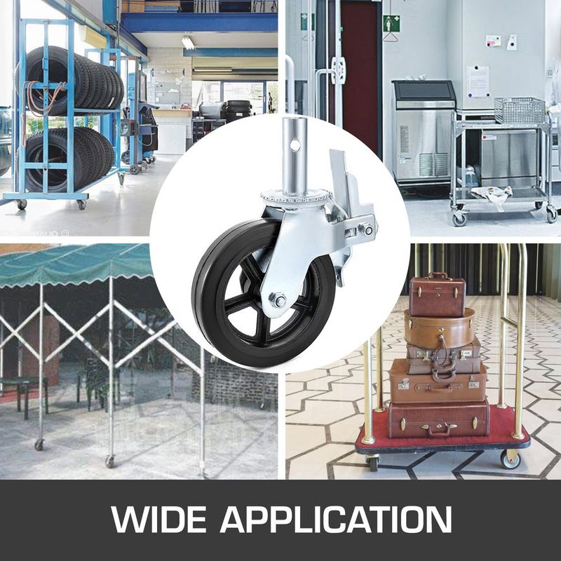 VEVOR 4 Pack Scaffolding Caster Wheels 8 X 2 Inch With Dual Locking Rubber Swivel Caster 360 Degrees Heavy Duty Casters 1100LBS Capacity Per Wheel_voghion.com