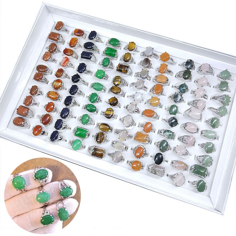 Natural gemstone alloy rings in different colors_voghion.com