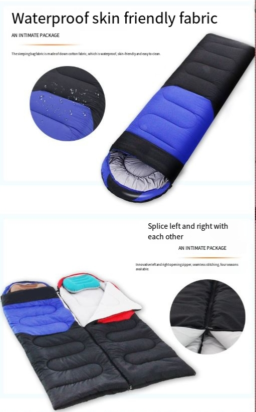 Neuer verdickter Schlafsack für Erwachsene im Frühjahr und Herbst für Outdoor-Camping, kann gespleißt werden, Baumwollschlafsack für die Mittagspause im Innenbereich_voghion.com