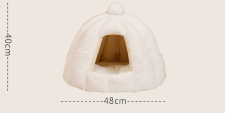 Cuccia rotonda Cuccia semi-chiusa per gatti e conigli piccoli Cuccia soffice per autunno e inverno Cuccia imbottita per animali domestici Cuccia per cani di piccola e media taglia_voghion.com