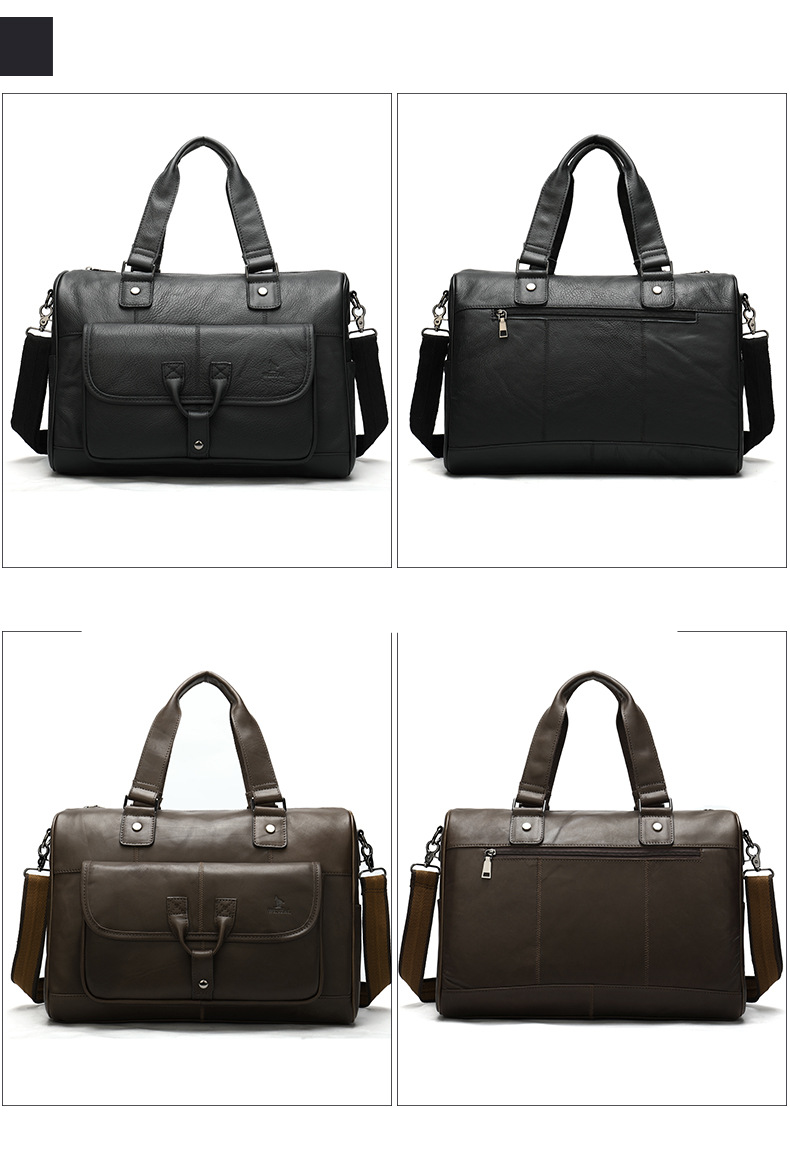 Men's Business Briefcase Genuine Leather Men's Handbag, Business Retro Style, Single-shoulder Crossbody Computer Bag, Cowhide Men's Bag_voghion.com