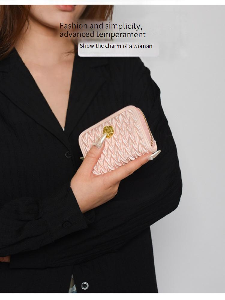 Pleated Folding Wallet Ladies Fresh Girl Sweet Wallet Large Capacity Multi Card Slots_voghion.com