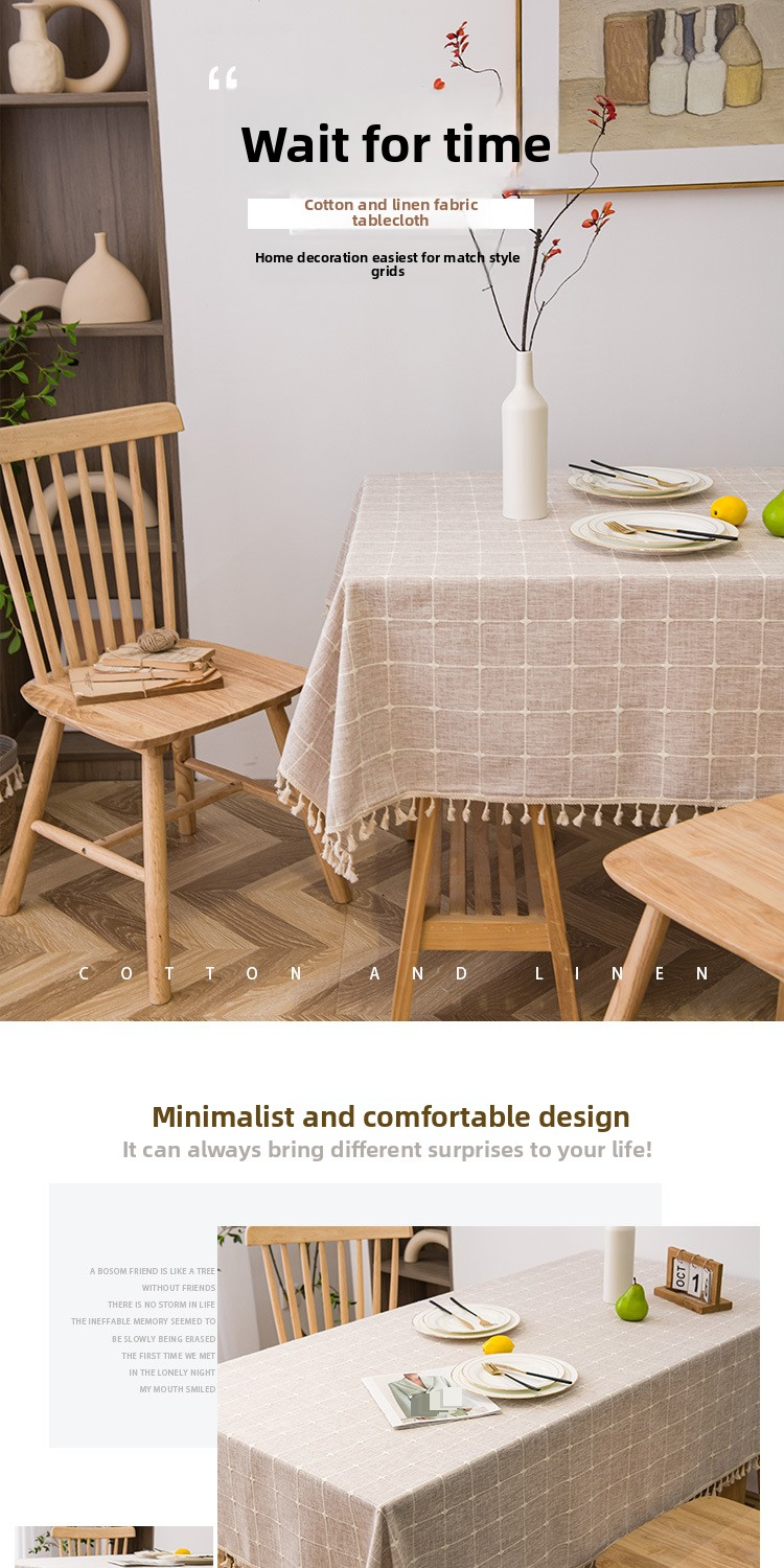 Modern Checkered Tablecloth – 80% Cotton Linen Blend, Waterproof & Anti-Slip, Square/Rectangular Table Cover For Dining, Cafe, Picnic_voghion.com