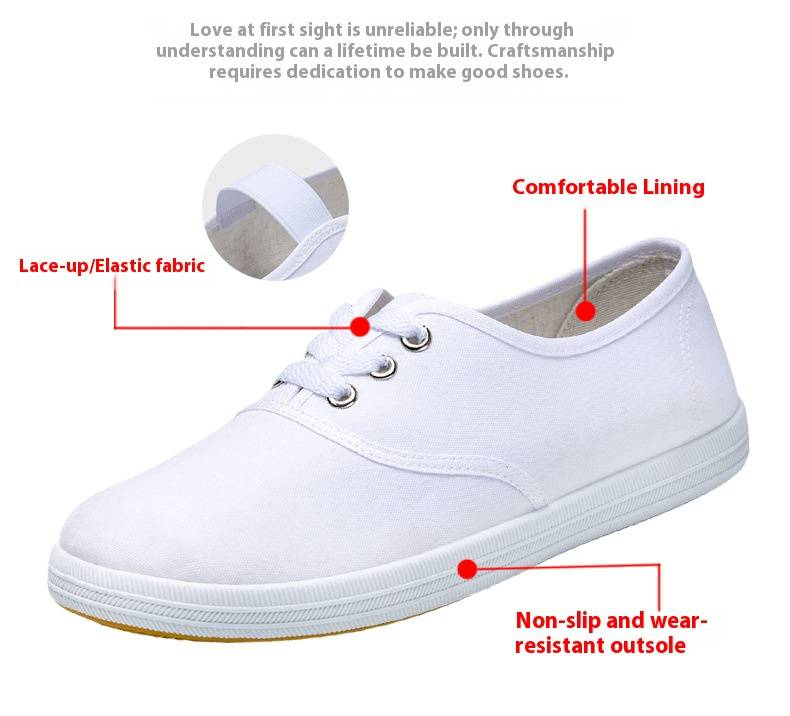 Arbeitsschuhe, Krankenschwesterschuhe, weiße Damenschuhe, rutschfeste, flache Arbeitsschuhe, Slip-On-Freizeitschuhe in Volltonfarbe_voghion.com
