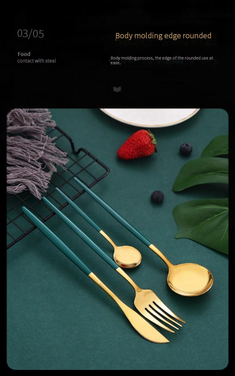 Conjunto de talheres minimalista moderno - Talheres de aço inoxidável 410 premium com polimento espelhado (faca/garfo/colher)_voghion.com