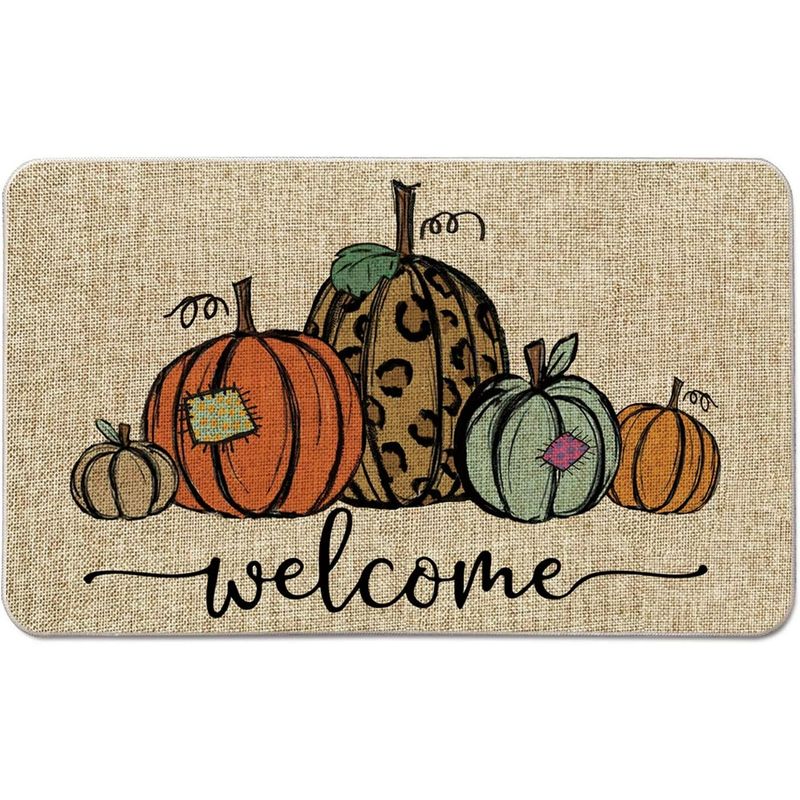 Rutschfeste Thanksgiving-Kürbis-Küchenmatte – Saugfähiger Eingangsteppich, Herbsternte-Design, Polyestergewebe, 40 x 60 cm und 50 x 80 cm_voghion.com
