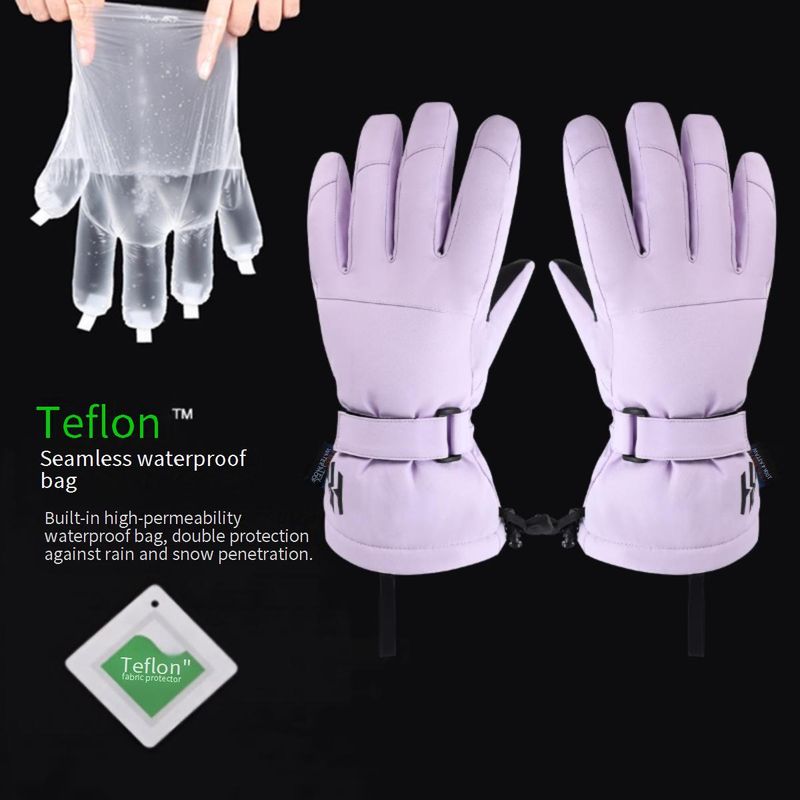 Gants de ski pour filles, pour le sport, l'extérieur, en velours épais, résistants au froid, pour le cyclisme, pour écran tactile, imperméables et chauds_voghion.com