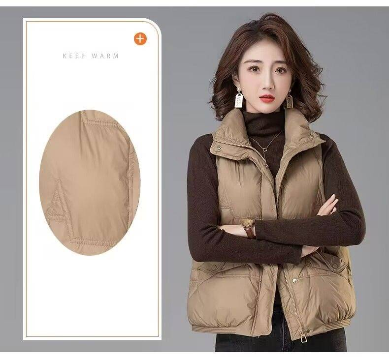 Gilet matelassé d'hiver pour femme avec motif 3D, veste matelassée légère, vêtement d'extérieur décontracté pour temps froid, manteau chaud doublé polaire (kaki, noir)_voghion.com