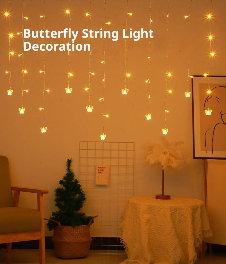 Luci a LED a forma di farfalla e fiocco di neve - Luci a stringa impermeabili per camera da letto, giardino, decorazioni per feste_voghion.com