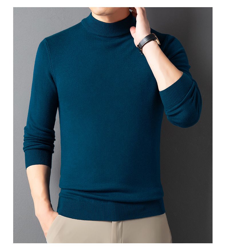 Herbst und Winter Halbhoher Kragen Precision Edition Dicker Herren Strickpullover mit Kapuze_voghion.com