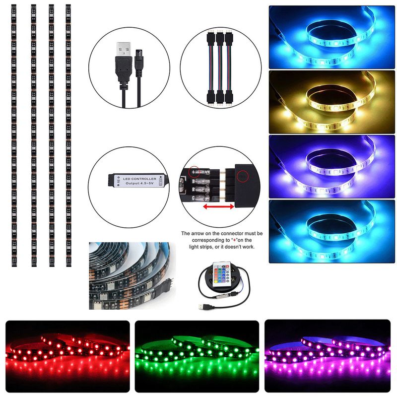 USB TV Back Light RGB Backlight LED Lights Strips Background With Remote 5V_voghion.com