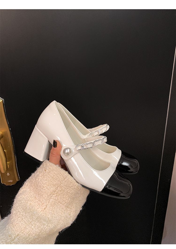 Sandali con tacco a blocco da donna, estate, nuovi, piccoli, profumati, con una linea e un'aria sul retro, sandali con tacco alto da donna_voghion.com