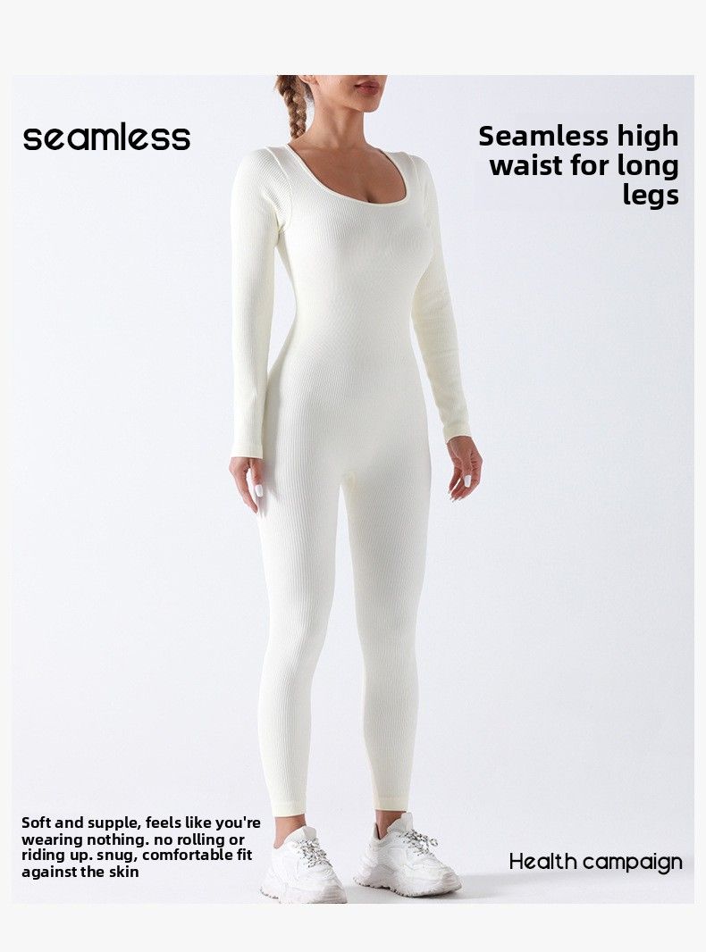 Clearan No Returns Seamless Yoga Integrated Sports Training Fitness Suit High Elasticity Tummy Control Shaping_voghion.com