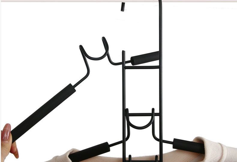 Składany wieszak na ubrania wielowarstwowy – oszczędzający miejsce wieszak na spodnie, koszule i akcesoria (czarno-biały, nowoczesny, minimalistyczny design)_voghion.com