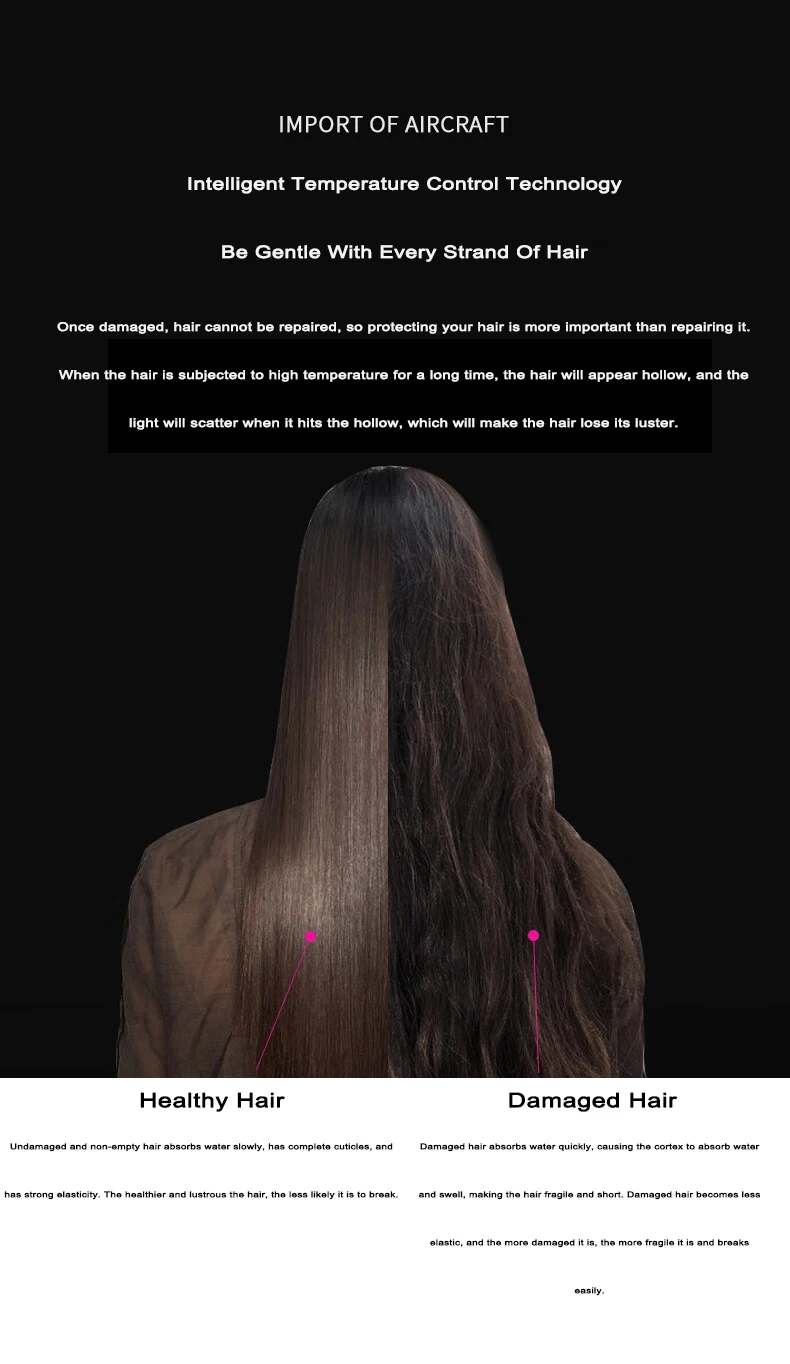 Ny Professinal Leafless Dryer Negativ Lon Hårpleje Hurtigtørrende Hjem Kraftig hårtørrer Konstant Anion Elektrisk Blow_voghion.com