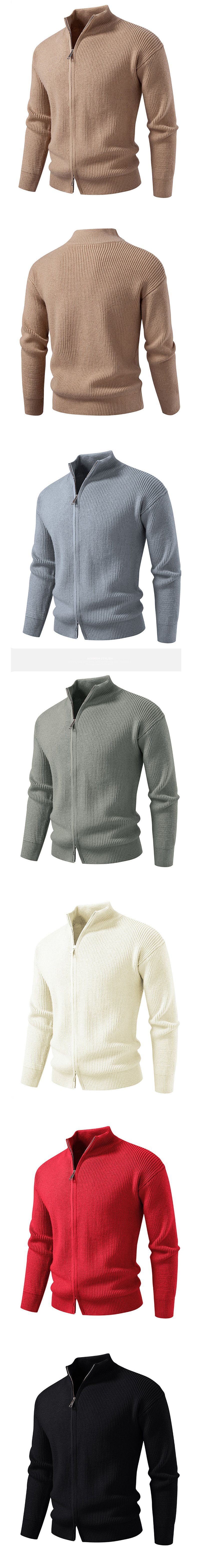 Men's Cardigan Pullover With Zipper, Casual Ripped Knitted Pullover For Men, Warm Winter Overwear, Autumn Leisure Pullover, Coats For Men_voghion.com
