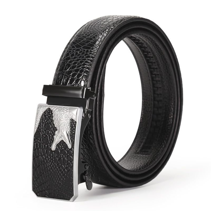 Automatic Buckle New Crocodile Pattern Casual Versatile Youth Jeans Men's Belt_voghion.com