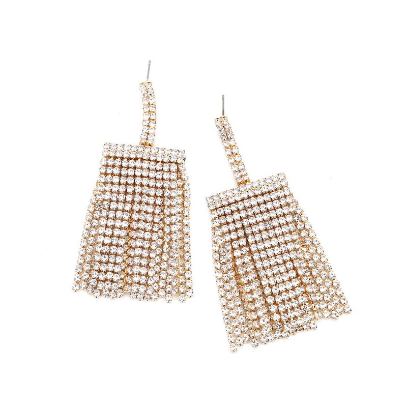 New Square pendant tassel earrings women's fashion all-match personalized rhinestone jewelry accessories earrings_voghion.com