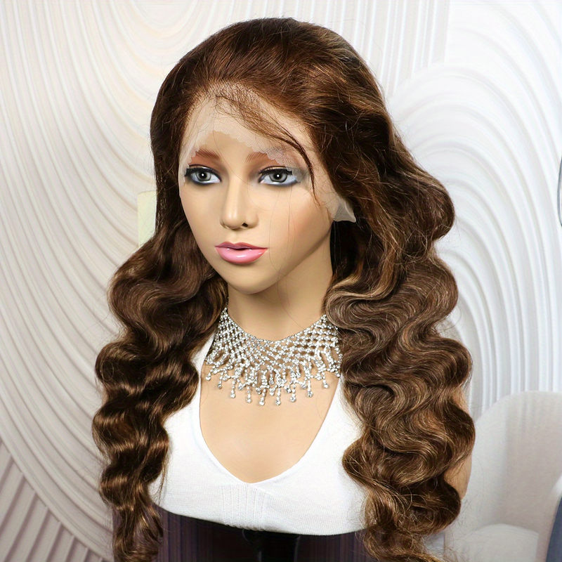 4/27 Ombre Honning Blond Kroppsbølge Hår Parykker 13*4 Blonder Front Menneskehår Parykker 150 % tetthet Gjennomsiktig HD Menneskehår Parykker For Kvinner 18-40 Tommer_voghion.com