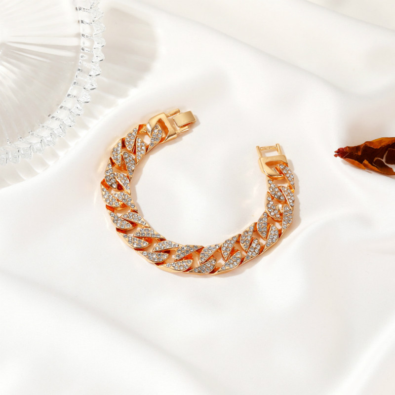 Legering diamanten set Europese en Amerikaanse modetrend Cubaanse armband niche retro hiphopstijl vol met diamanten liefhebbers handsieraden_voghion.com
