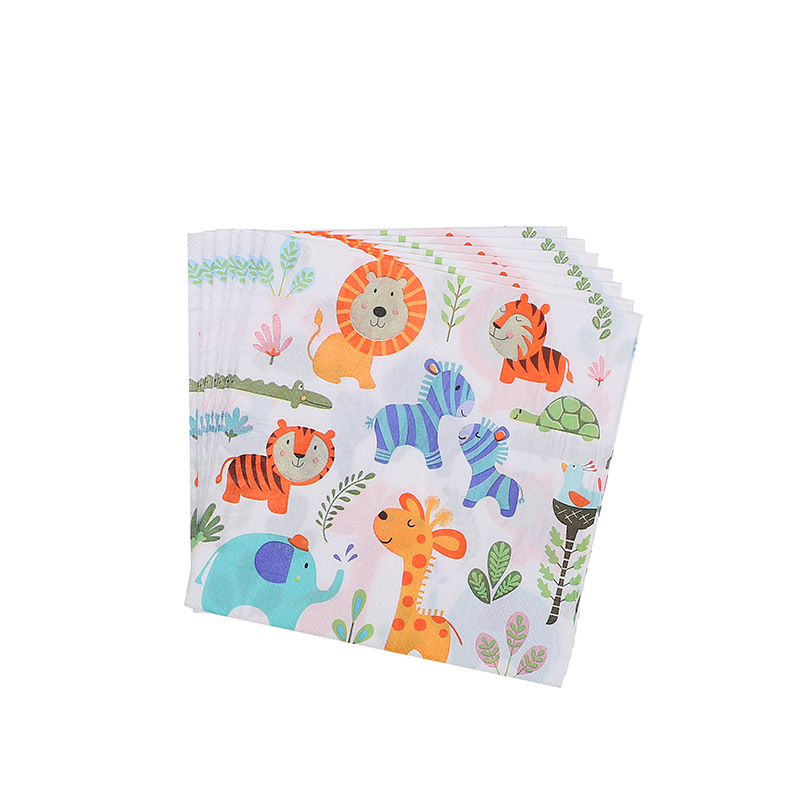 Nuevos accesorios para fiesta de cumpleaños de niños del zoológico de la selva tropical, vasos de papel, platos, manteles, artículos de decoración_voghion.com