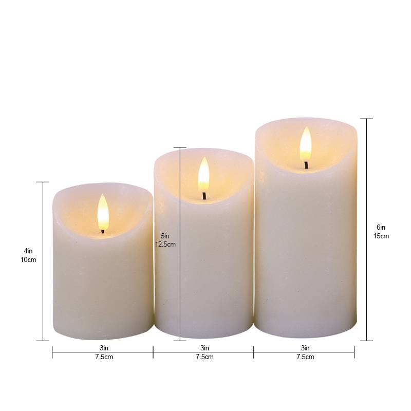 Lot de 3 bougies sans flamme vacillantes, véritables bougies piliers à LED en cire avec minuterie pour fête de mariage, ivoire_voghion.com