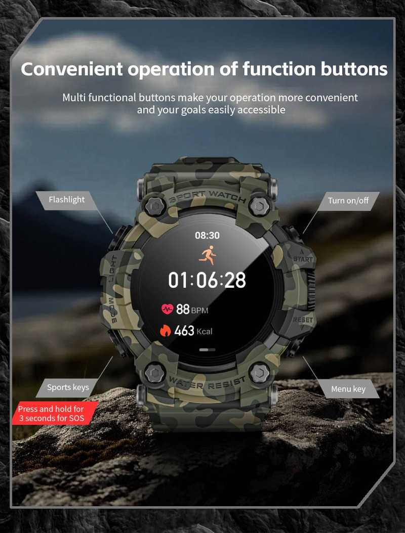 Smartwatch per sport all'aria aperta con chiamate Bluetooth, bussola e torcia_voghion.com