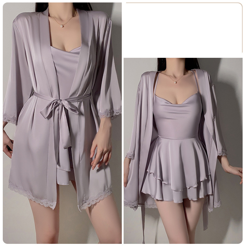 Riietus Guiruo Brändi Aluspesu Mugav siidine Satiin Seksikas Sway Krae Naiste Suspender Öösärk Välismantel Avaleht_voghion.com