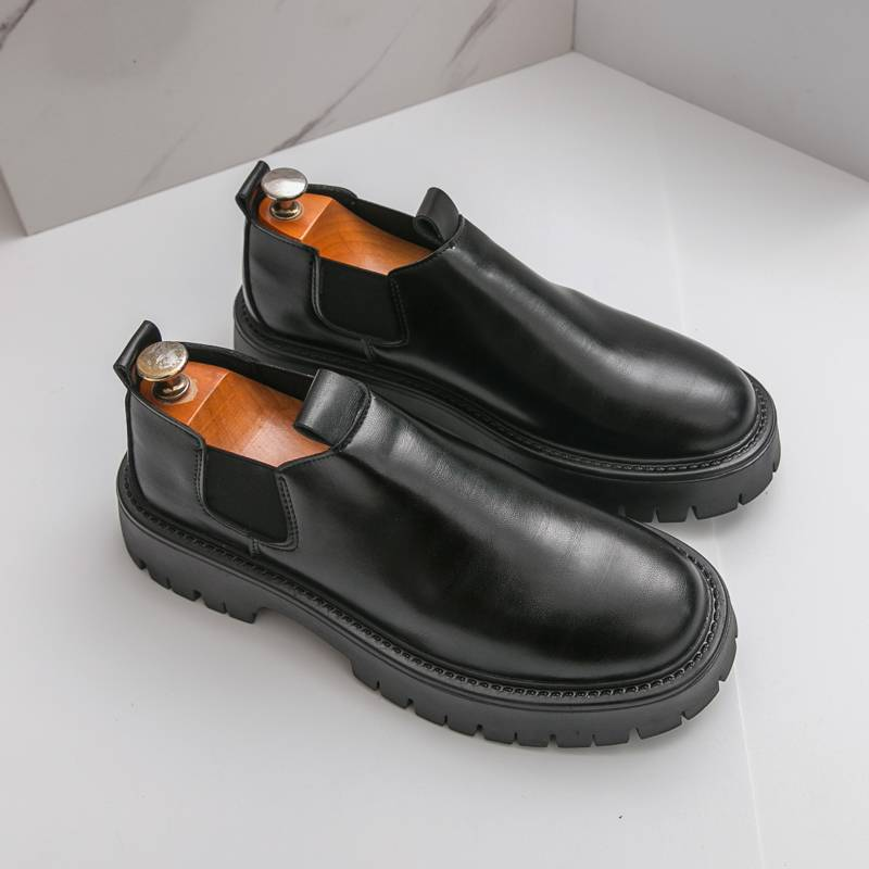 Neue modische Retro-Martin-Stiefel für Herren mit dicker Sohle und Schnürung aus Business-Leder für Herren mit runder Spitze und dicker Sohle, hohe Lederstiefel, Chelsea-Kurzstiefel_voghion.com