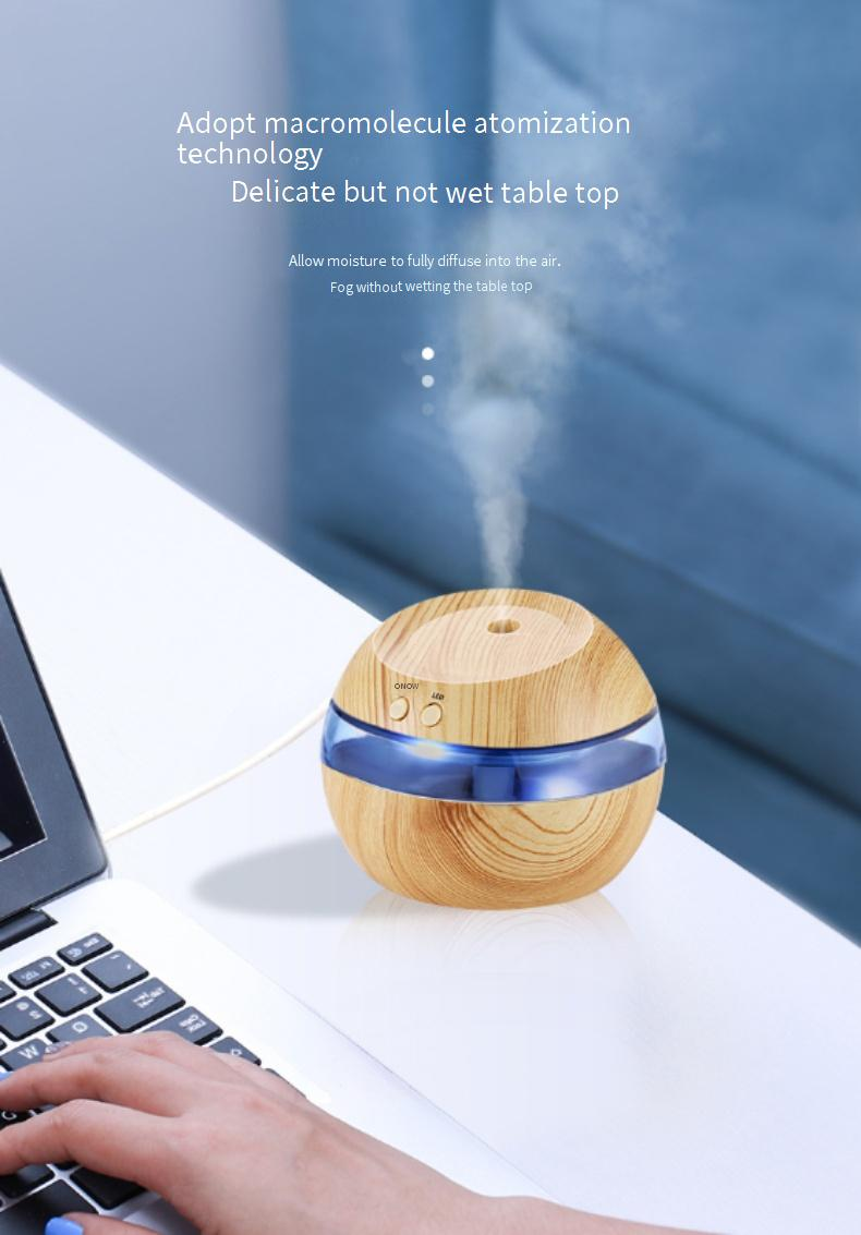 Umidificatore USB effetto legno con funzione di aromaterapia - Purificatore d'aria da tavolo compatto e silenzioso per uso domestico e in ufficio_voghion.com
