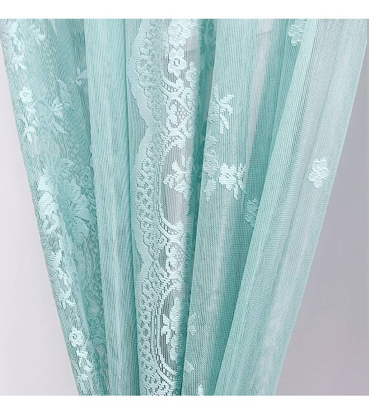 Linen-Blend Lace Sheer Curtains – Modern Boho Voile Drapes For Living Room, Bedroom & Commercial Spaces (Green/Gray)_voghion.com