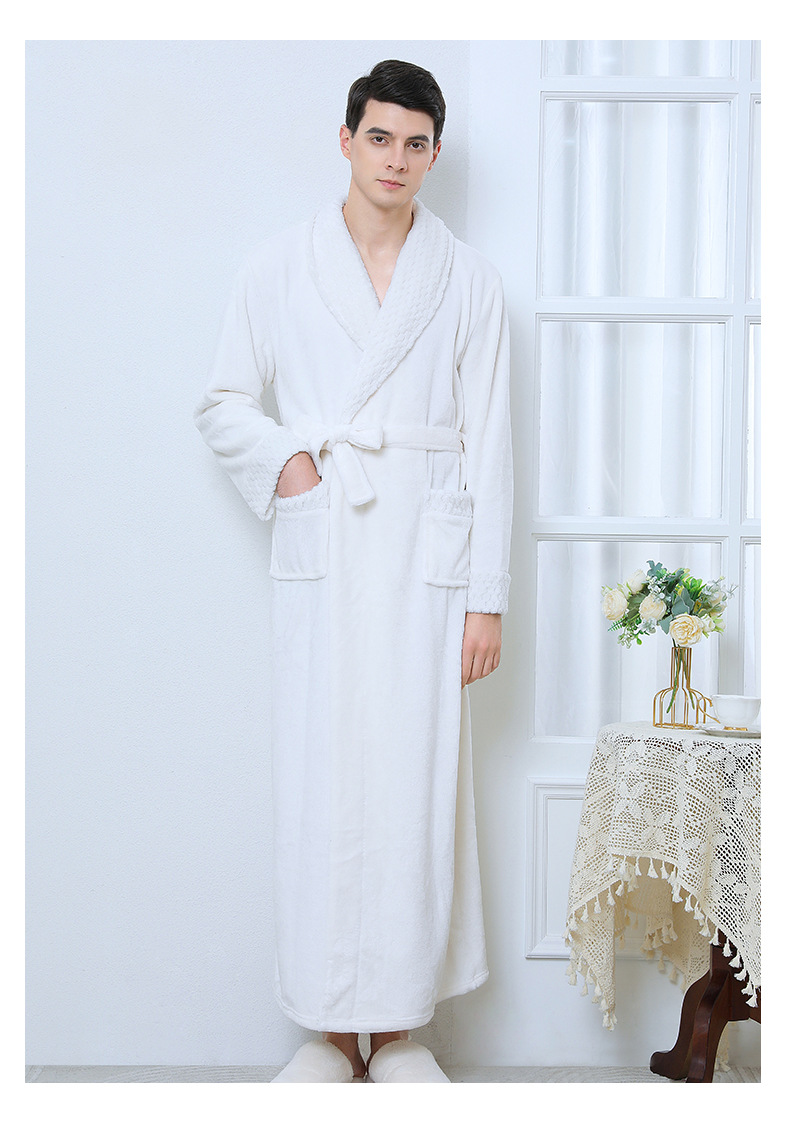 "Premium Flannel Bathrobe For Men - Lightweight Long Sleeve Robe With Shawl Collar - Soft Fleece Loungewear For Home & Spa_voghion.com