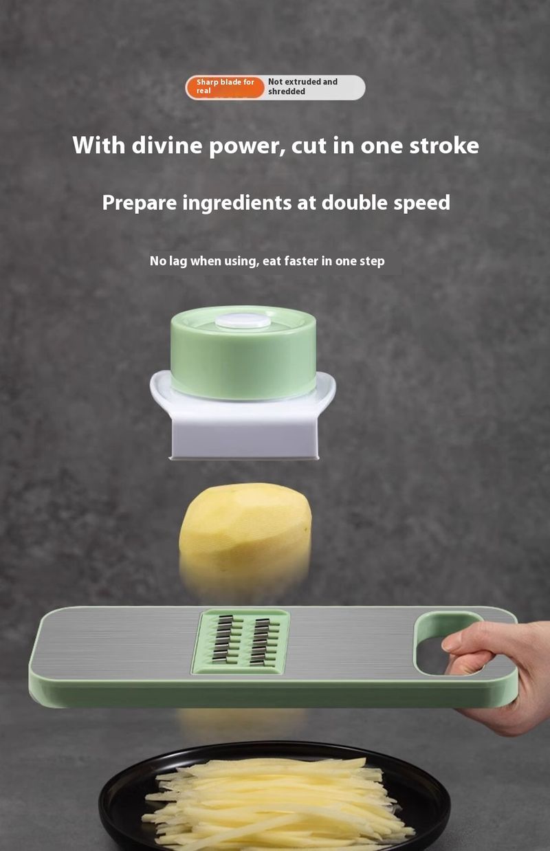 5-in-1 Multi-Functional Vegetable Slicer - Stainless Steel Grater For Potato, Carrot & Cucumber With Finger Guard (Compact, Dishwasher Safe)_voghion.com