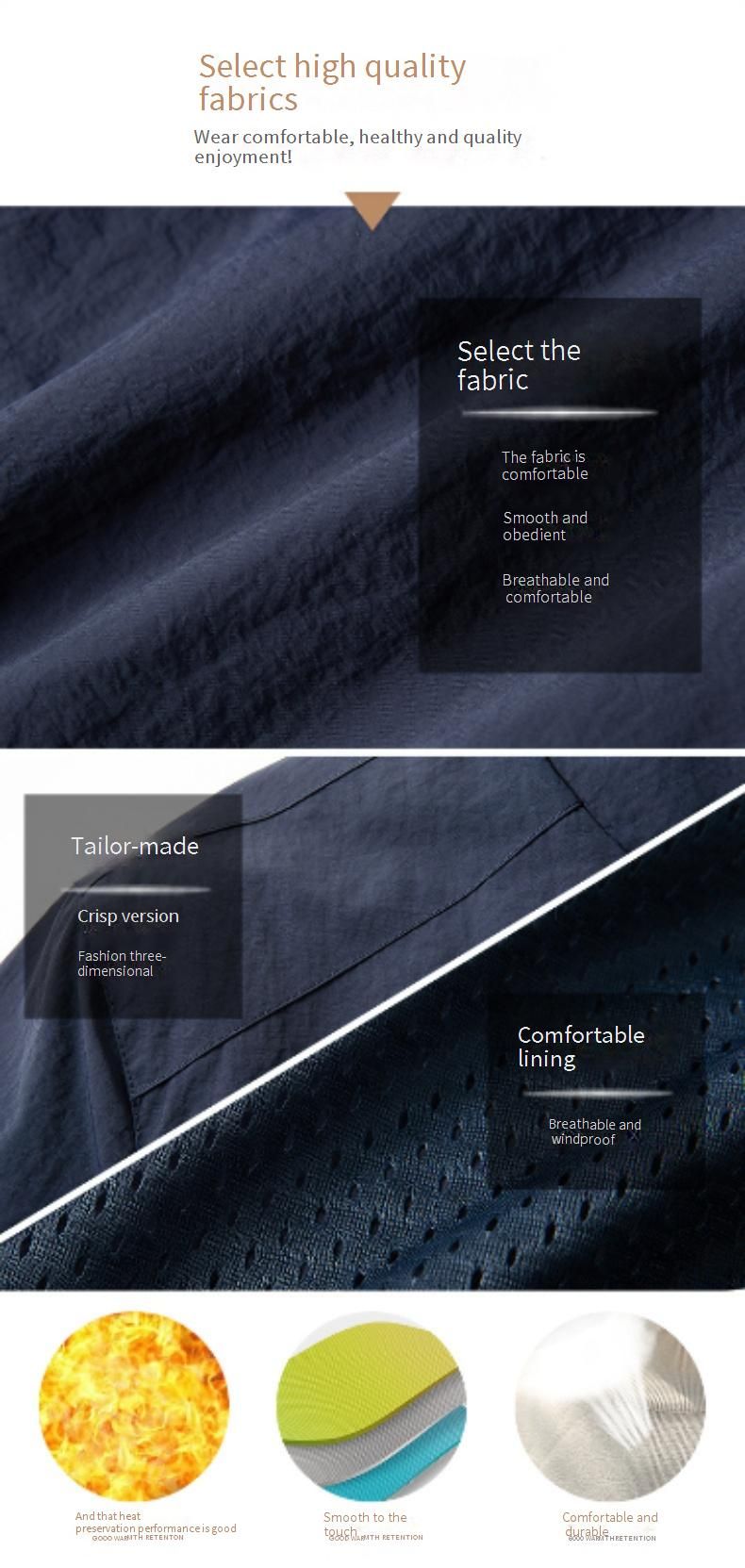 Giacca casual da uomo – Collo alto in nylon leggero (S-4XL, Cachi/Blu navy/Verde militare/Nero/Antracite)_voghion.com