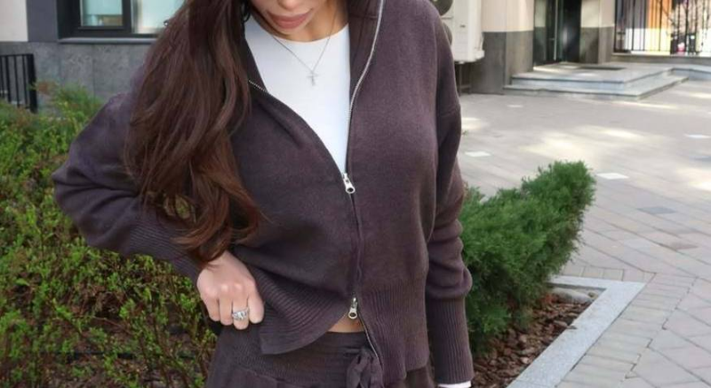 Women's Minimalist Knit Sweater & Long Skirt Set – Long-Sleeve Ribbed Cotton-Blend Lounge Outfit, Solid Color Tie-Waist Comfort Suit_voghion.com