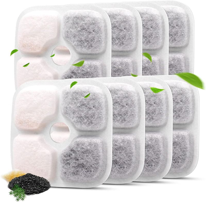50 Pieces Pet Water Dispenser Filter Element Pet Filter Cotton Water Feeder Filter Element Cat And Dog Filter Sheet Coconut Shell Live_voghion.com