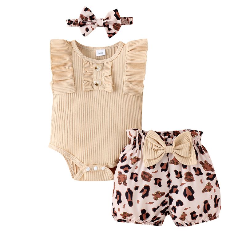 Poletni komplet 2024 za dojenčke, črtaste, z letečimi rokavi, odpiralnimi, s srčkastim cvetličnim potiskom in trakom za deklice_voghion.com