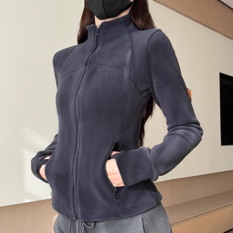 Jaqueta de moletom com forro de lã polar slim fit para mulheres, primavera/outono, roupa de ioga, inverno 2025_voghion.com