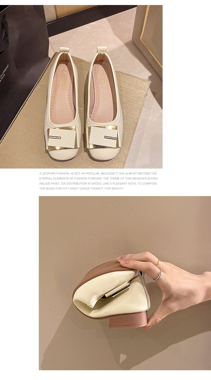 Zapatos Doudou para mujer, primavera y otoño, suela blanda, zapatos individuales, zapatos pequeños para mujer, zapatos de cuero de un pedal, zapatos bajos para niños._voghion.com